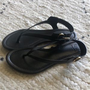 NWOT Tory Burch Black Leather Minnie Travel Sandal
